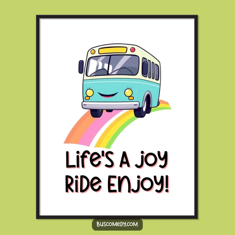 Free Printable Wall Art: Cheerful Rainbow Bus Funny Downloadable Decor