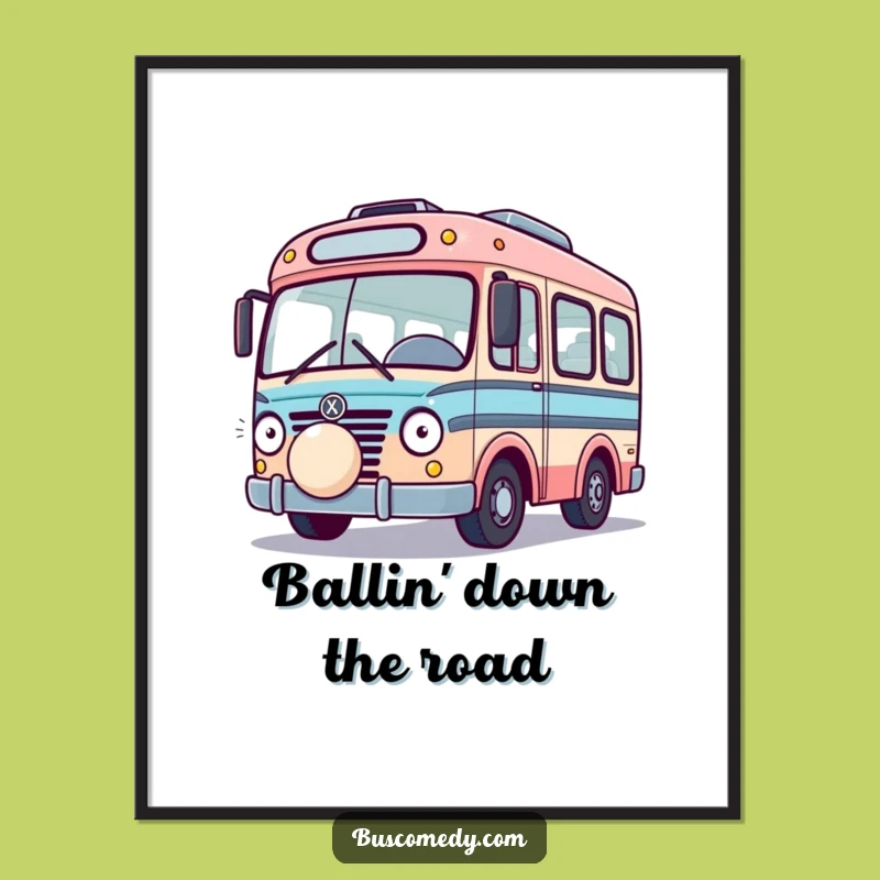 Free Printable Wall Art: Playful Bus Ball Chase, Whimsical Downloadable Decor