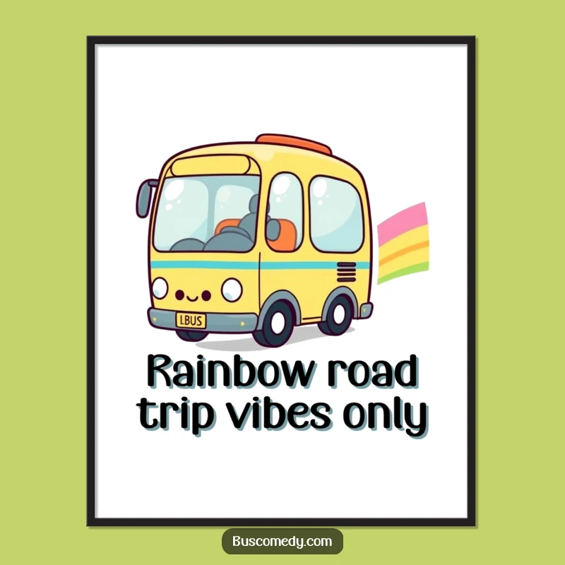 Free Printable Kawaii Bus Wall Art: Funny Rainbow Decor, Downloadable Art