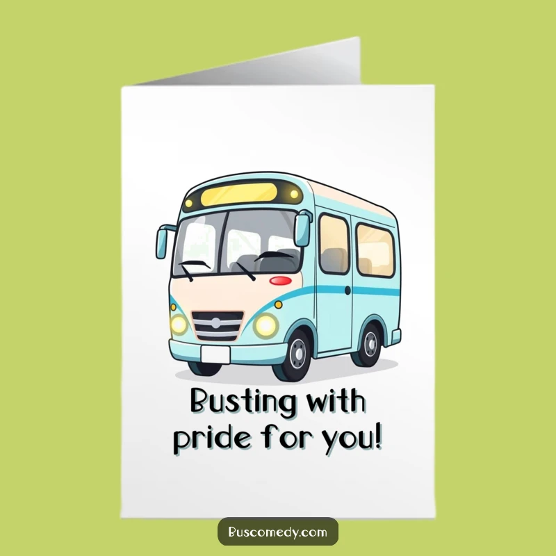 Free Printable Congrats Card: Winking Bus Character Funny Downloadable Gift for Any Occasion