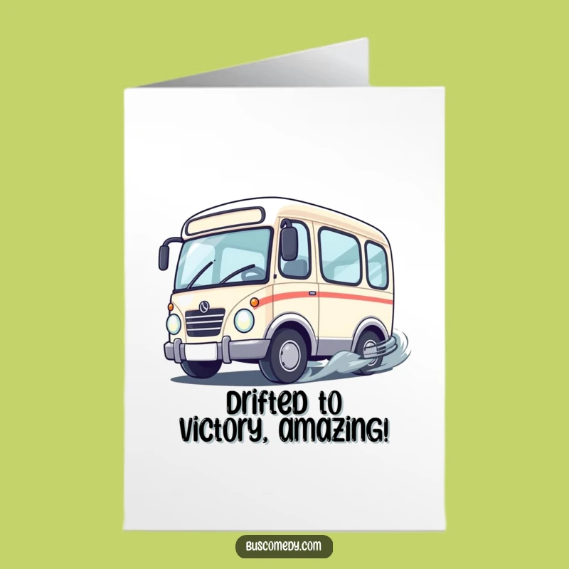 Free Printable Congrats Card: Drifting Bus, Dynamic Downloadable Celebration
