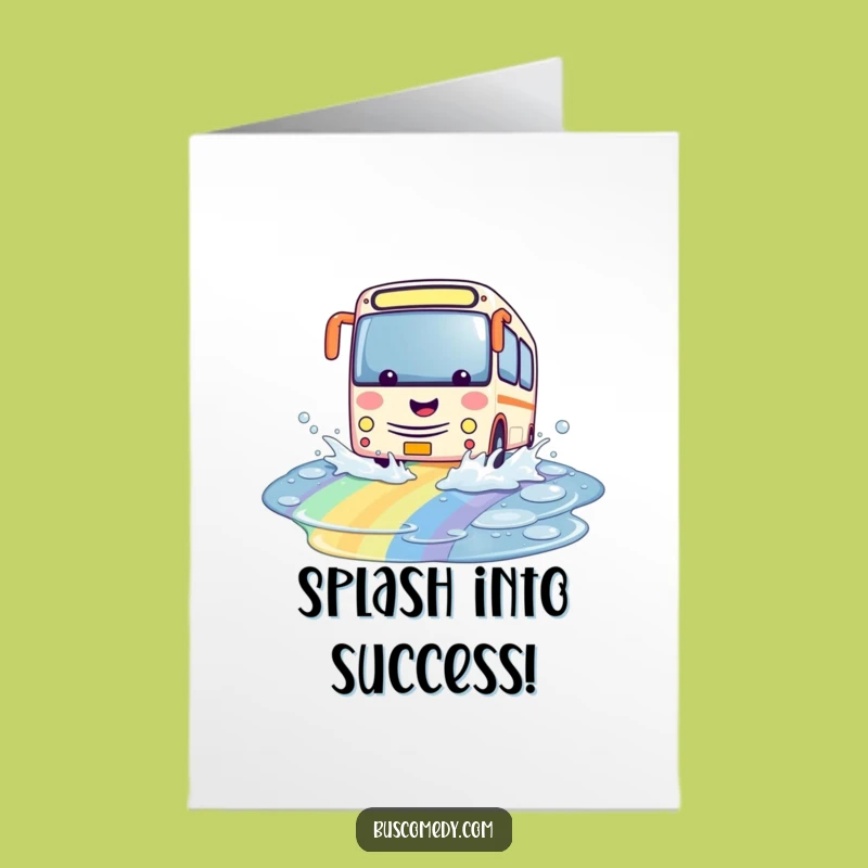 Free Printable Congrats Bus Card: Rainbow Splash Downloadable Greeting for Success