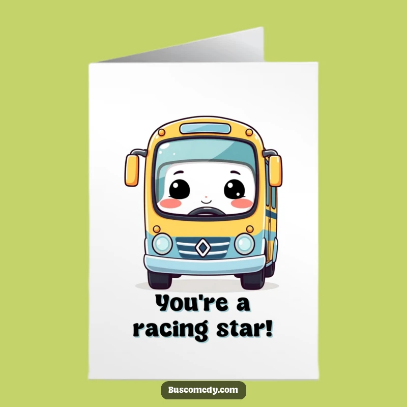Free Printable Congrats Card: Racing Bus, Speedy Downloadable Gift for Winning Moments