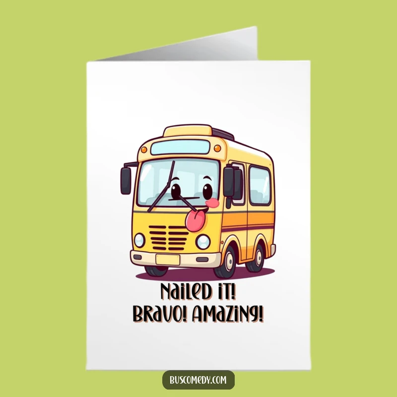 Free Printable Congratulations Card: Funny Bus Tongue Out, Downloadable Celebration Gift