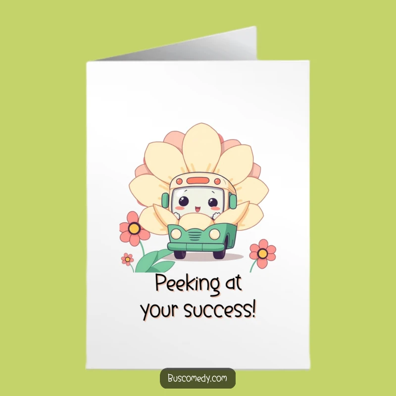 Free Printable Congrats Card: Curious Bus Flower Funny Downloadable Gift