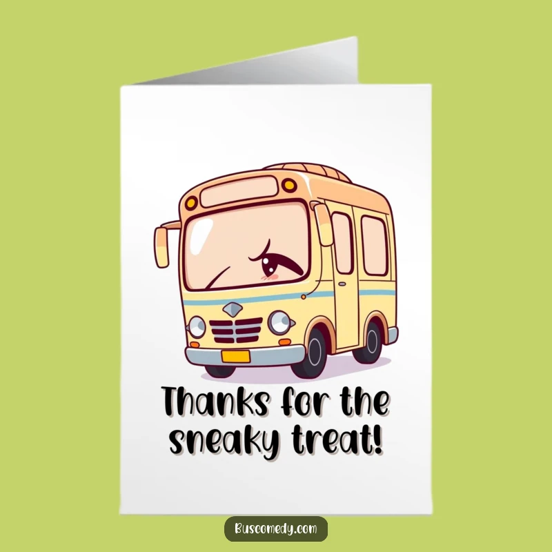 Free Printable Kawaii Bus Thank You Card: Funny Downloadable Gift with a Secret Smile