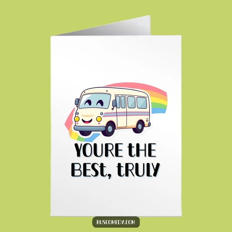 Free Printable Thank You Card: Rainbow Bus, Funny Downloadable for Gratitude