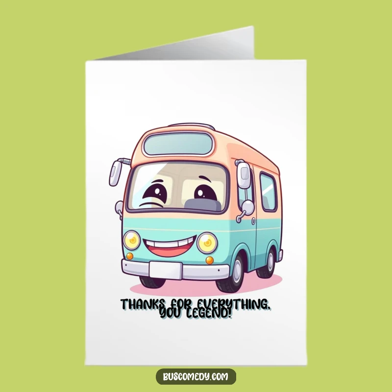 Free Printable Thank You Card: Winking Bus Grin for a Grateful Downloadable Gift