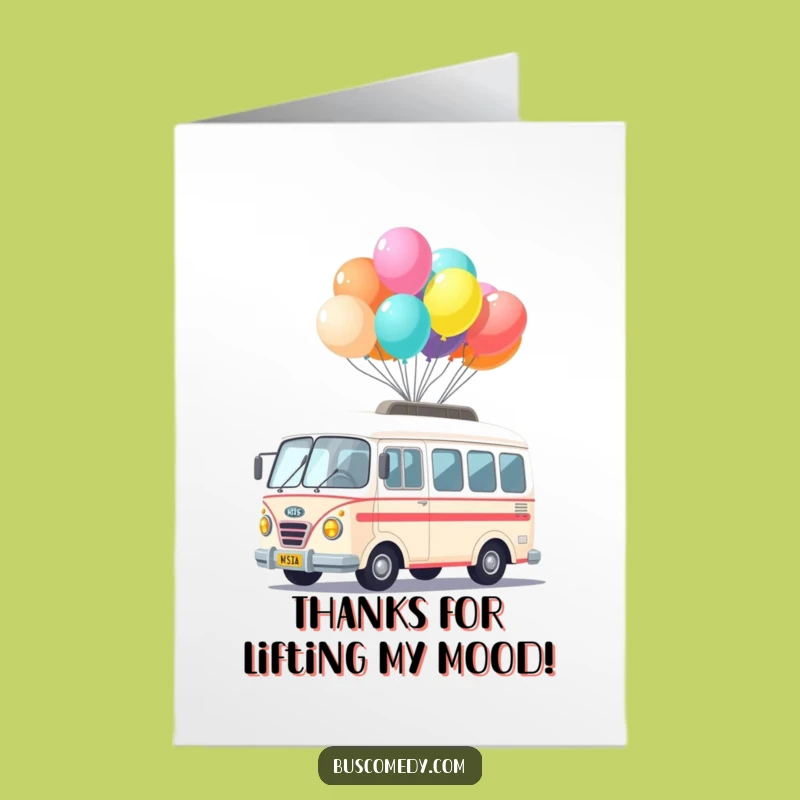 Free Printable Thank You Card: Kawaii Bus Balloons Funny Downloadable Gift