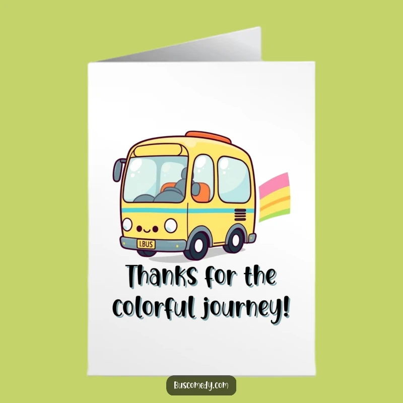Free Printable Kawaii Bus Thank You Card: Funny Gratitude, Downloadable Gift