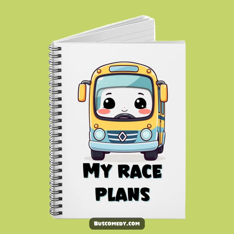 Funny Kawaii Bus Notebook - Smiling Race Car Journal Gift