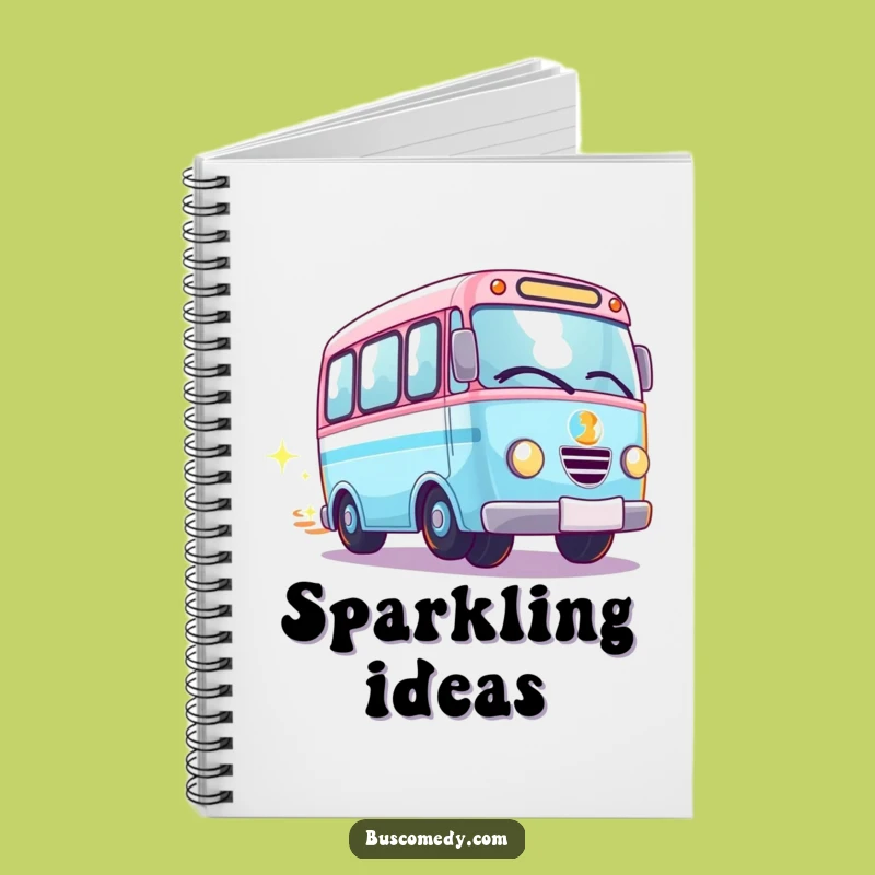 Funny Sparkly Kawaii Bus Wheels Spinning Notebook - Jot Down Magical Ideas