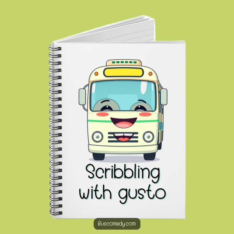 Funny Grinning Bus Notebook - Playful Horn Journal Gift