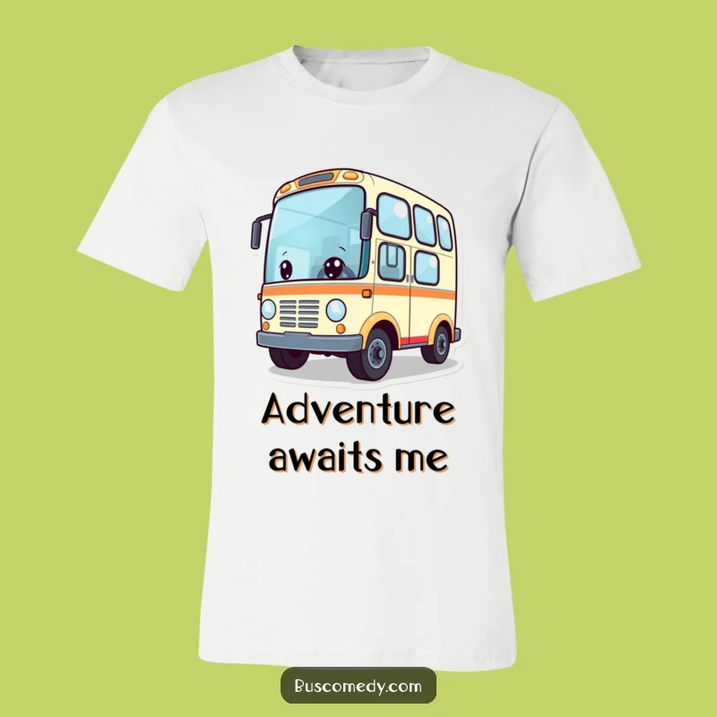 Funny Adventure Bus T-Shirt: Cute Character Wheels Spinning, Ideal Funny Gift for Explorers