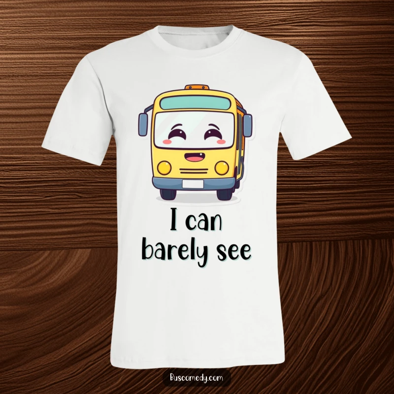 Funny t-shirt of a bus character whose windshield is fogged up due to intense laughter. This design screams uncontrollable amusement.