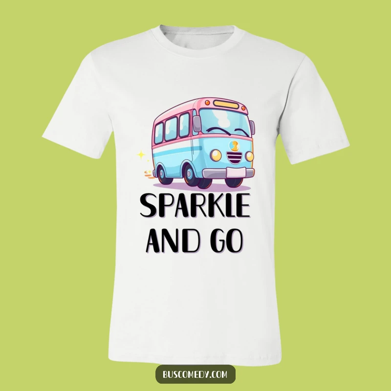 Funny Sparkly Kawaii Bus Wheels Spinning T-Shirt - Magical & Fun