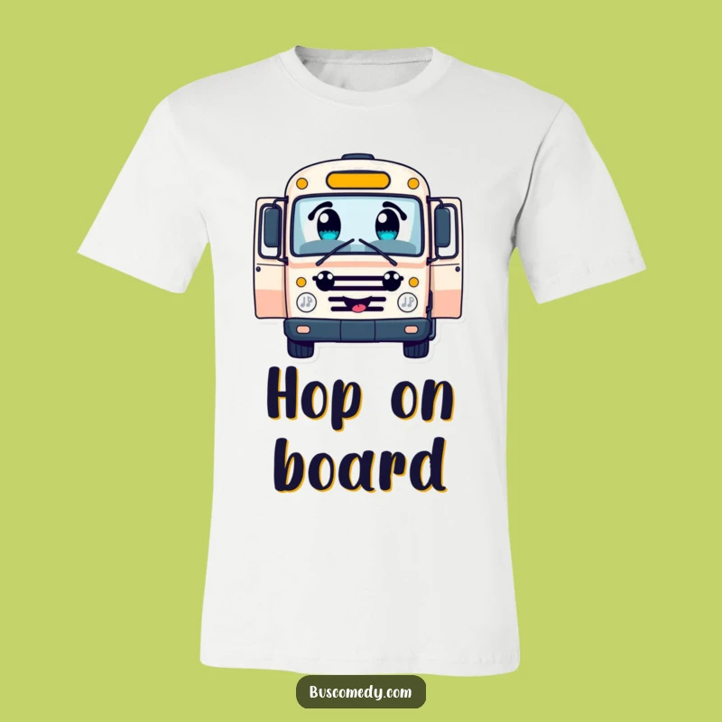Funny Cheerful Bus T-Shirt - Open Doors Character Tee