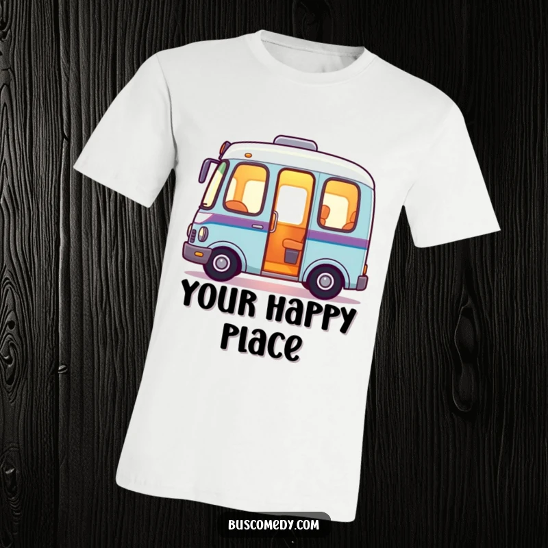 Friendly bus t-shirt with a soft, warm glow radiating from its interior, conveying a sense of welcome and comfort.