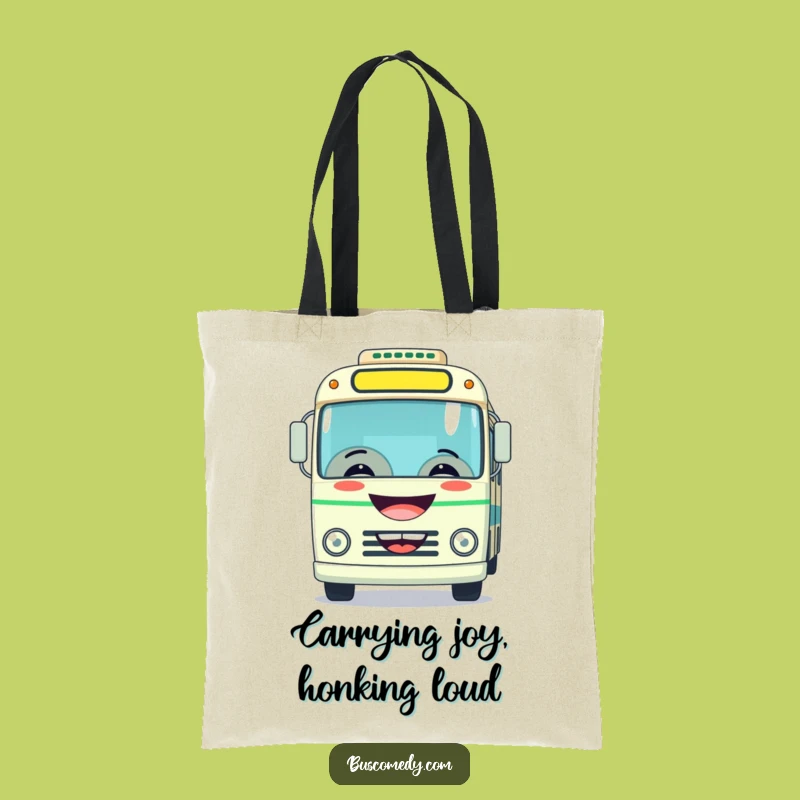 Funny Grinning Bus Tote Bag - Playful Horn Accessory Gift