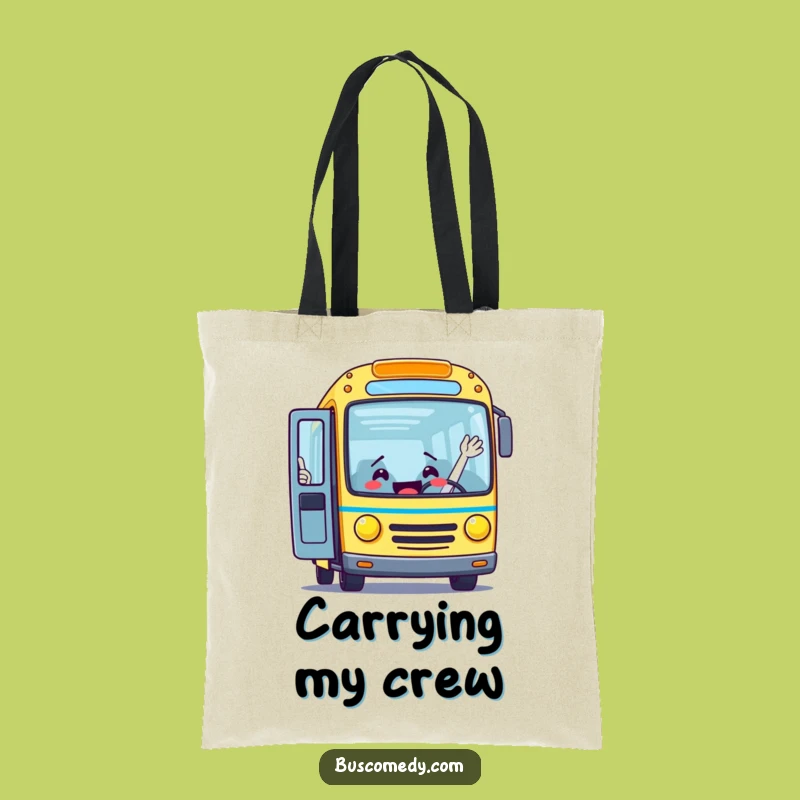 Funny Bus Waving Tote Bag: Carry Your Adventures in Style