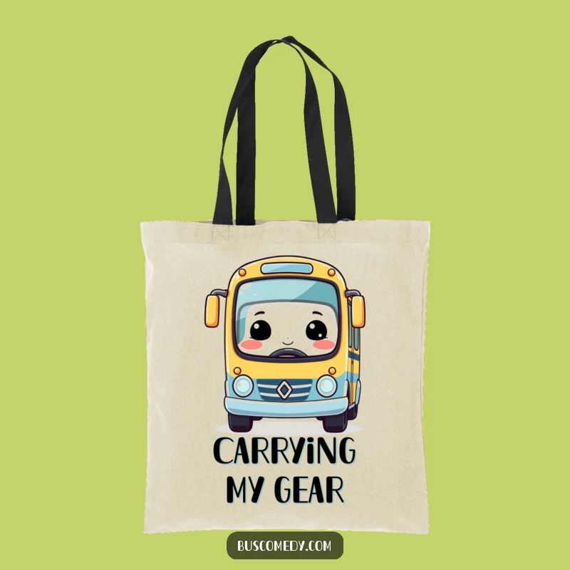 Funny Kawaii Bus Tote Bag - Smiling Race Car Carry Gift