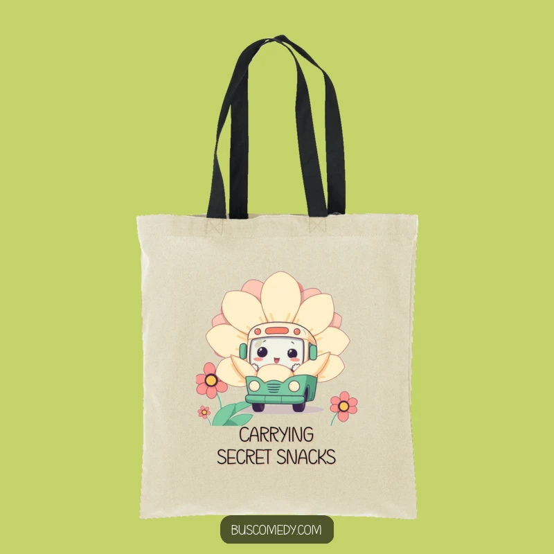 Funny Kawaii Bus Flower Tote Bag: Carry Curiosity - Chic Funny Gift!