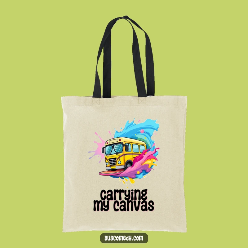 Funny Bus Paint Surfer Tote Bag: Cool Character Sunglasses Accessory Gift