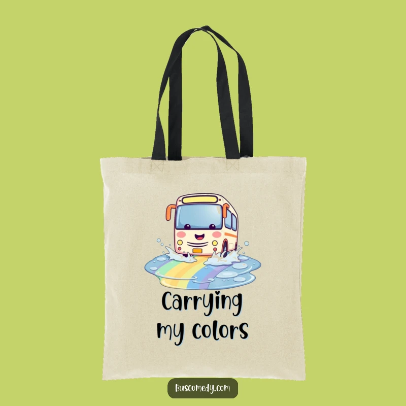 Funny Kawaii Bus Rainbow Tote Bag: Playful Splash Accessory, Carry Joy