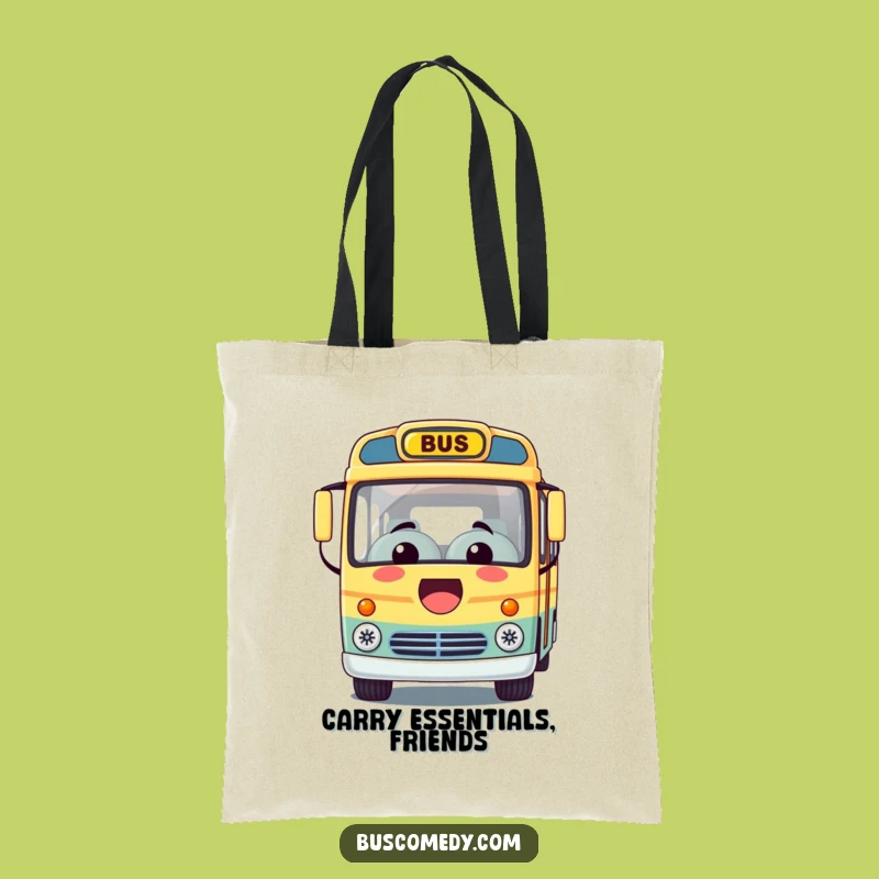 Funny Kawaii Bus Tote Bag: Carry Your Essentials with a Smiling Character!