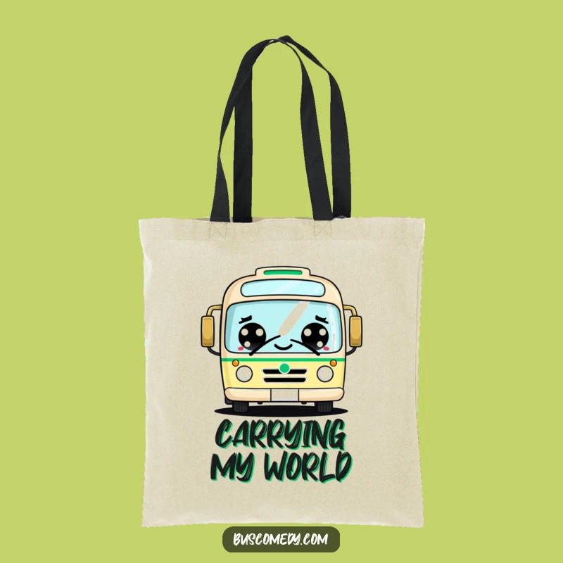 Funny Kawaii Bus Tote Bag: Cheerful Big Eyes Friendly Honk, Carry Joy